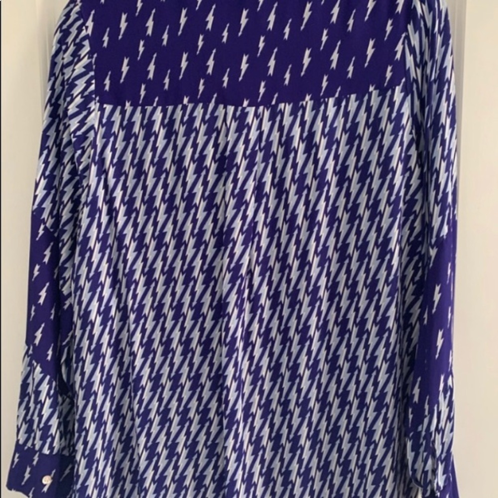 Sandro Blue and White Lightning-Print Button-Down Shirt - Picture 3 of 4